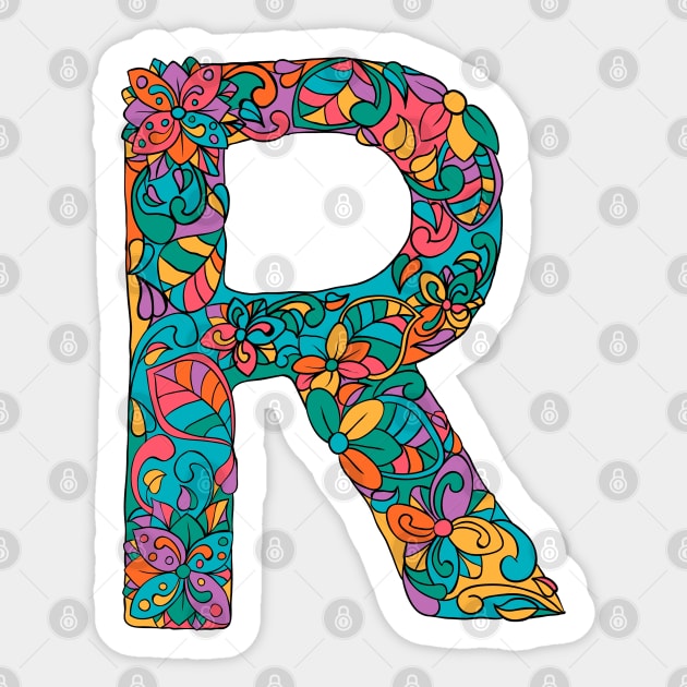 Floral Initial Monogram Sticker by Pris25